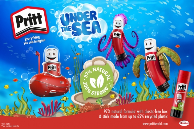 Henkel setzt auf kunststofffreie Umverpackungen bei Klebstoffen - Pritt wird das neue Verpackungskonzept mit dem Start seiner jährlichen Back-to-School-Kampagne unter dem Kernthema Ozean einführen - Quelle: Henkel